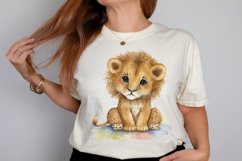 Watercolor Cute Baby Lion Kawaii Cartoon PNG Clipart Product Image 2