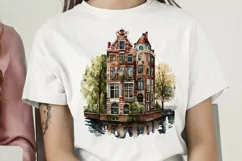 Watercolor Amsterdam Canal House PNG Clipart Product Image 2