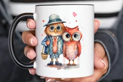 Watercolor Cute Couple Owl PNG Clipart Product Image 2