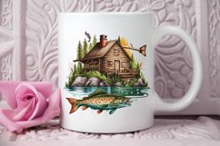 Watercolor Fishing Lodge PNG Clipart Product Image 2