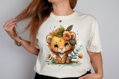 Watercolor Cute Baby Lion Kawaii Cartoon PNG Clipart Product Image 2