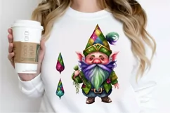 Watercolor Cute Gnome Mardi Gras PNG Clipart Product Image 2