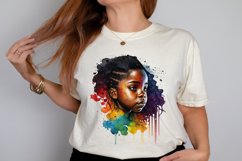 Watercolor African Black Cute Girl Rainbow PNG Clipart Product Image 2