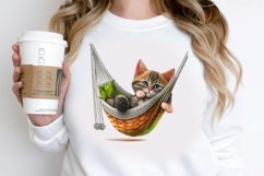 Watercolor Cute Cat in a Hammock PNG Clipart Product Image 2