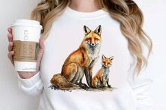 Watercolor Mom and Baby Fox PNG Clipart Product Image 2