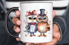 Watercolor Cute Couple Owl PNG Clipart Product Image 2