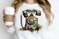 Watercolor Antique Telephone PNG Clipart Product Image 2