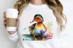 Watercolor Cute Colorful Duck PNG Clipart Product Image 2
