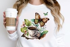 Watercolor Spring Coffee Butterfly PNG Clipart Product Image 2