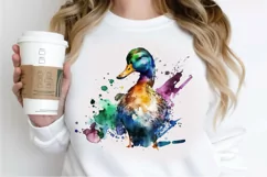 Watercolor Cute Colorful Duck PNG Clipart Product Image 2