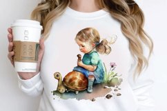 Watercolor Little Girl and Snails PNG Clipart Product Image 2