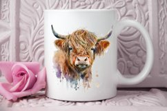 Watercolor Cute Highland Cow PNG Clipart Product Image 2