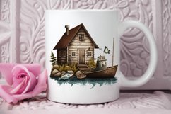 Watercolor Fishing Lodge PNG Clipart Product Image 2
