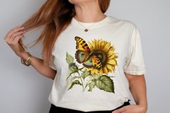 Watercolor Vintage Butterfly Sunflower PNG Clipart Product Image 2