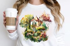 Watercolor House in Flower Garden PNG Clipart Product Image 2