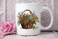Basket of Wildflowers PNG Clipart Product Image 2
