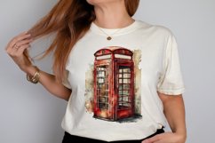 Watercolor Vintage Public Telephone Booth PNG Clipart Product Image 2