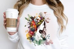 Watercolor Floral Boho Girl PNG Clipart Product Image 2