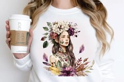Watercolor Floral Boho Girl PNG Clipart Product Image 2