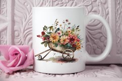 Watercolor Floral Wheelbarrows PNG Clipart Product Image 2