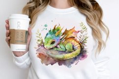 Watercolor Cute Baby Dragon Sleeping PNG Clipart Product Image 2