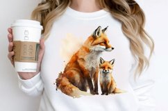 Watercolor Mom and Baby Fox PNG Clipart Product Image 2