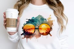 Watercolor Vintage Sunglasses Sunset PNG Clipart Product Image 2
