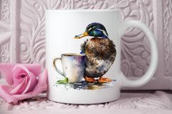 Watercolor Cute Mallard with a Cup PNG Clipart Product Image 2
