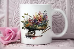 Watercolor Floral Wheelbarrows PNG Clipart Product Image 2