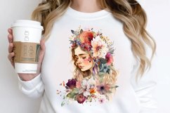 Watercolor Floral Boho Girl PNG Clipart Product Image 2