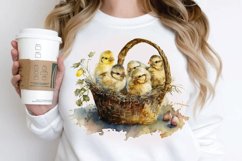 Watercolor Chicks in a Basket PNG Clipart Product Image 2