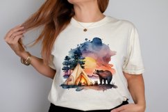 Watercolor Bear Camping at Sunset PNG Clipart Product Image 2