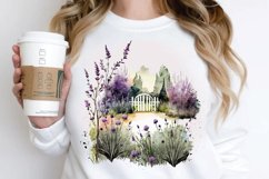 Watercolor Lavender Garden PNG Clipart Product Image 2