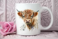 Watercolor Cute Highland Cow PNG Clipart Product Image 2