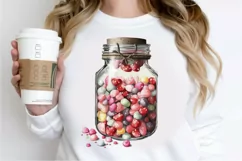 Watercolor Candy in Jar Valentine Day PNG Clipart Product Image 2