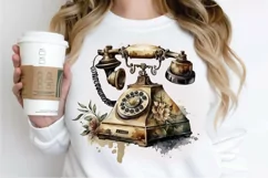 Watercolor Antique Telephone PNG Clipart Product Image 2