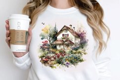 Watercolor House in Flower Garden PNG Clipart Product Image 2