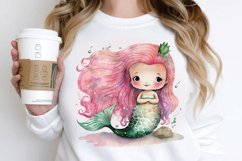 Watercolor Cute Pink Mermaid PNG Clipart Product Image 2