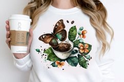 Watercolor Spring Coffee Butterfly PNG Clipart Product Image 2