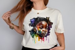 Watercolor African Black Cute Girl Rainbow PNG Clipart Product Image 2
