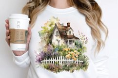 Watercolor House in Flower Garden PNG Clipart Product Image 2