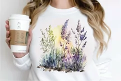 Watercolor Lavender Garden PNG Clipart Product Image 2
