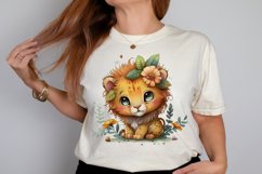 Watercolor Cute Baby Lion Kawaii Cartoon PNG Clipart Product Image 2