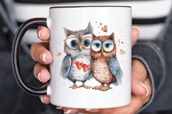 Watercolor Cute Couple Owl PNG Clipart Product Image 2