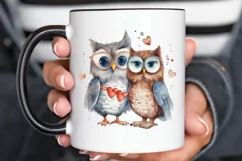 Watercolor Cute Couple Owl PNG Clipart Product Image 2