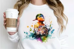 Watercolor Cute Colorful Duck PNG Clipart Product Image 2