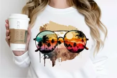 Watercolor Vintage Sunglasses Sunset PNG Clipart Product Image 2