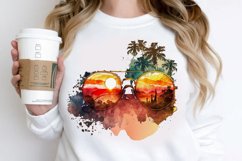 Watercolor Vintage Sunglasses Sunset PNG Clipart Product Image 2