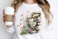 Watercolor Floral Stone Wall PNG Clipart Product Image 2