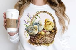 Watercolor Chicks in a Basket PNG Clipart Product Image 2